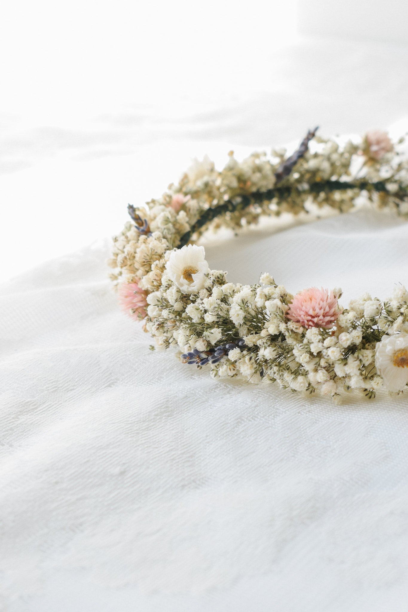 Lavender, Blush & White Dried Flower Crown